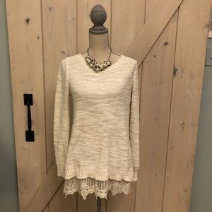 Sweater with lace bottom